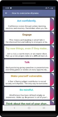 How to overcome shyness android App screenshot 2